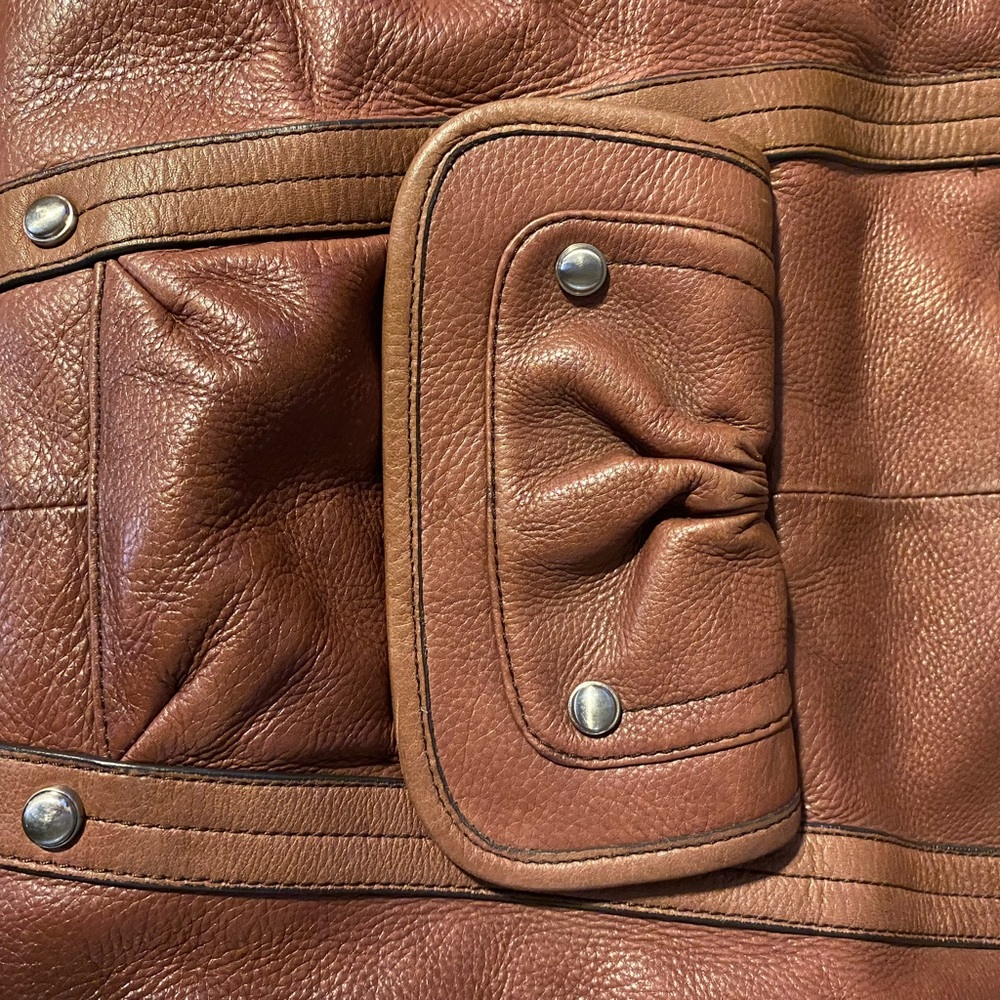 B Makowsky Large Brown Leather Purse Bag - Picture 3 of 10